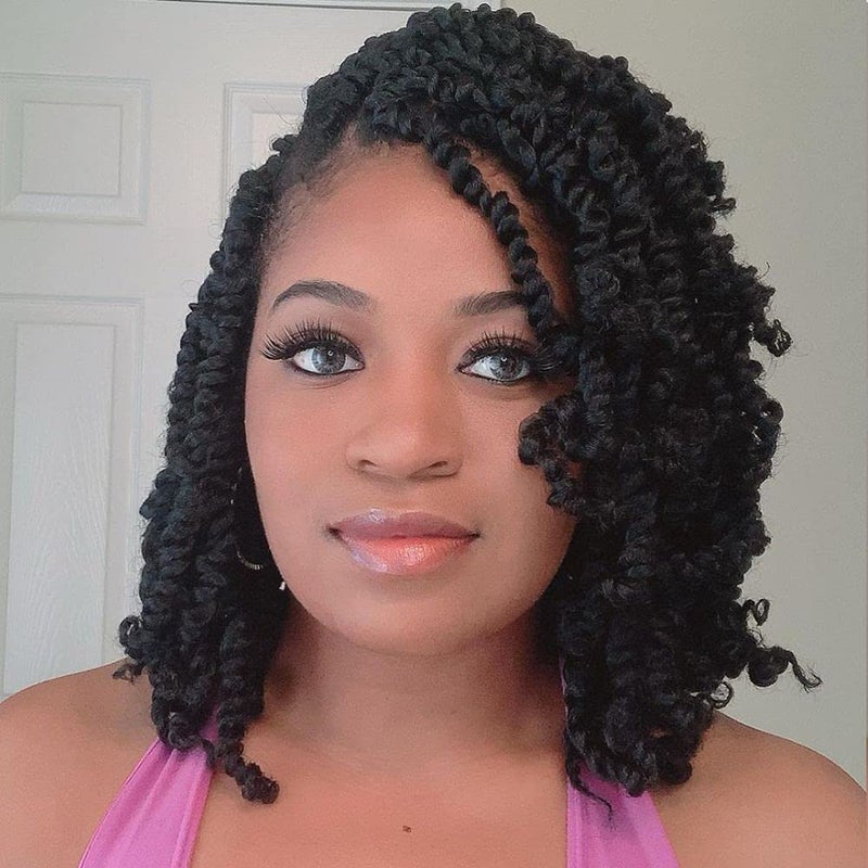 BOHOBABE Crochet Passion Twist Hair Pretwisted 10 Inch Short Prelooped Passion Twist Crochet Braiding Hair 8 Packs 1 Jet Black